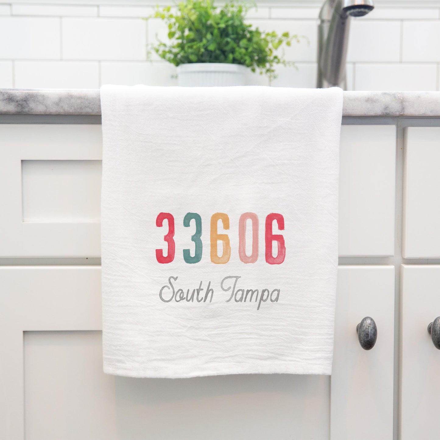 Cotton Tea Towel White-Watercolor ZIP 33606 South Tampa -3