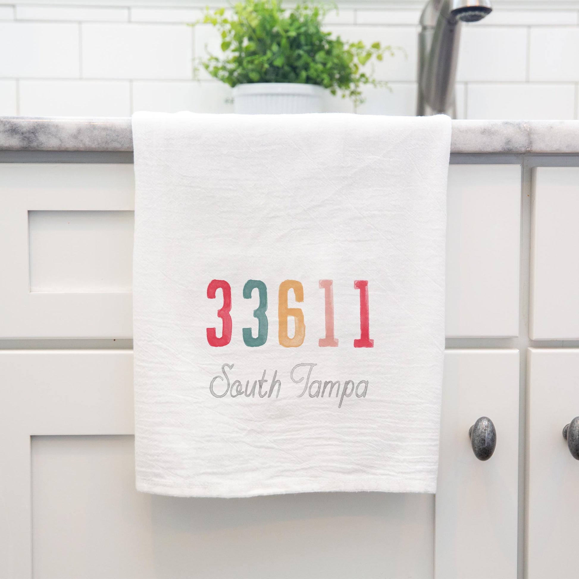 Cotton Tea Towel White-Watercolor ZIP 33611 South Tampa -3