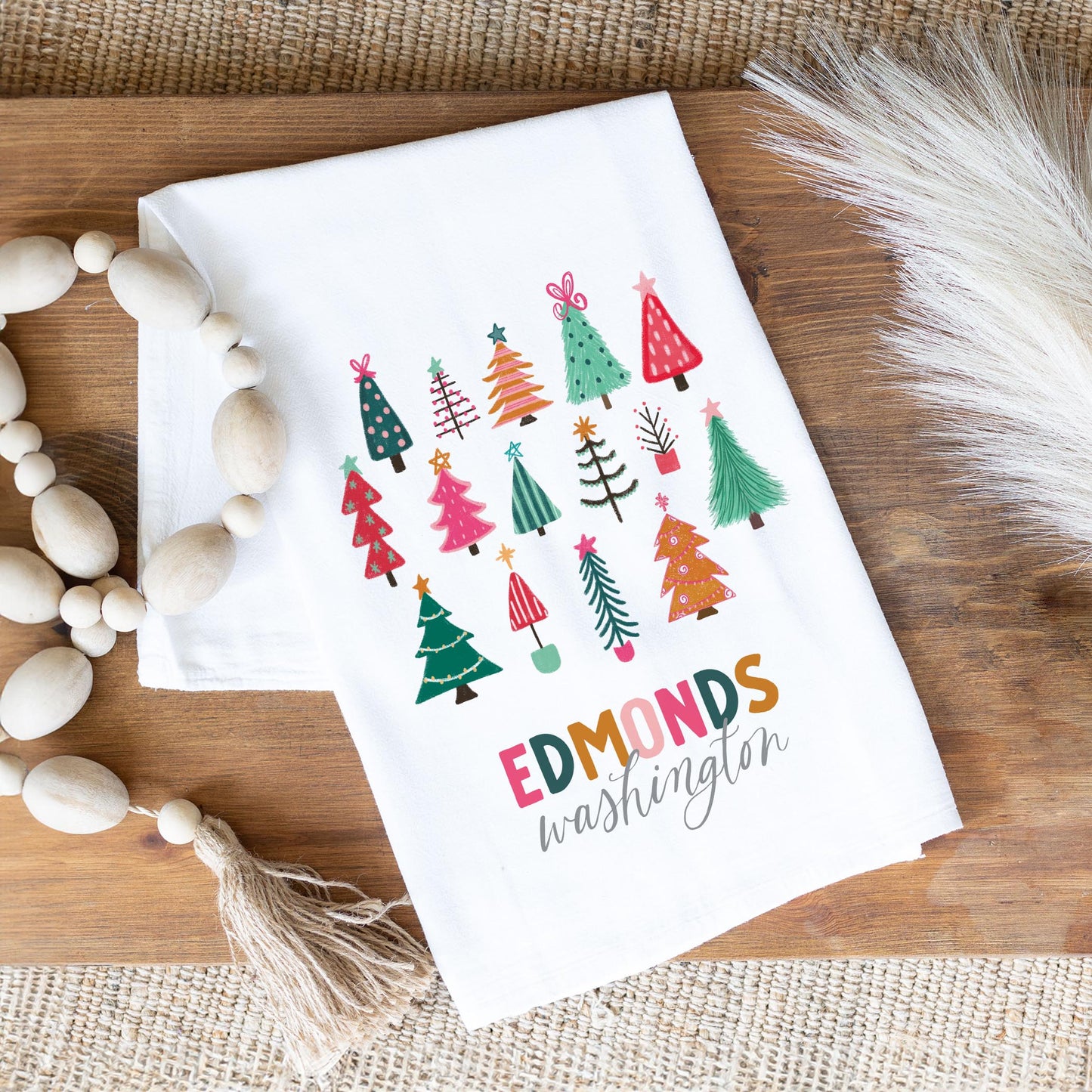 Cotton Tea Towel White-Whimsy Wonderland Edmonds Washington