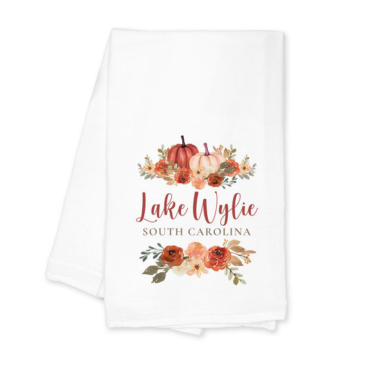 Cotton Tea Towel White-Fall & Harvest Lake Wylie South Carolina -0