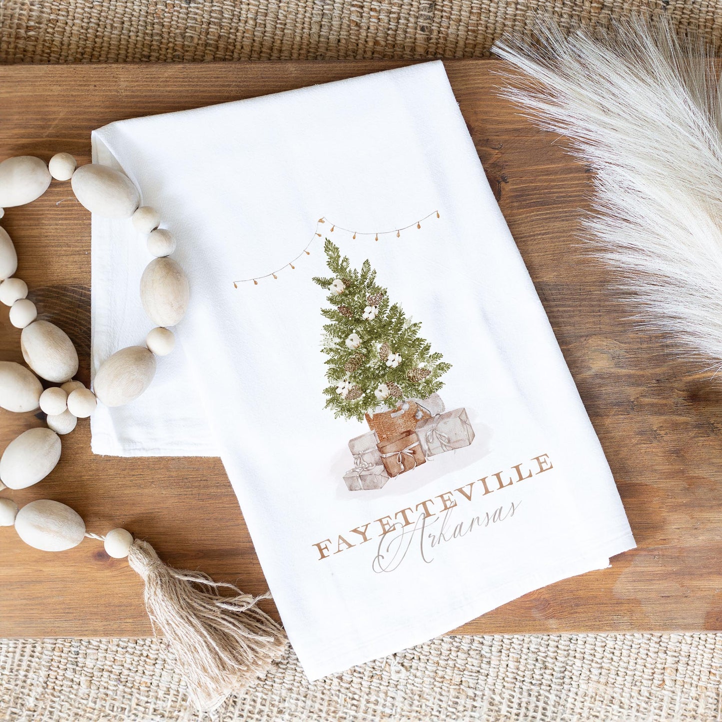 Cotton Tea Towel White-Cottage Tree Fayetteville Arkansas