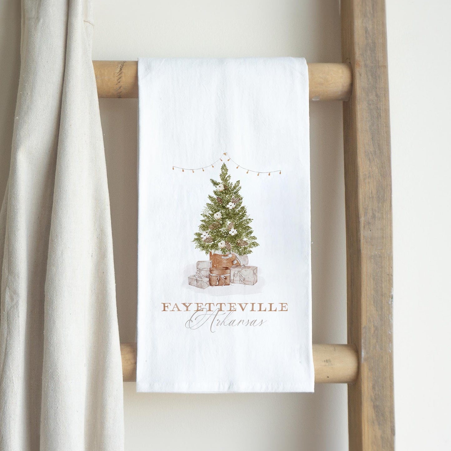 Cotton Tea Towel White-Cottage Tree Fayetteville Arkansas