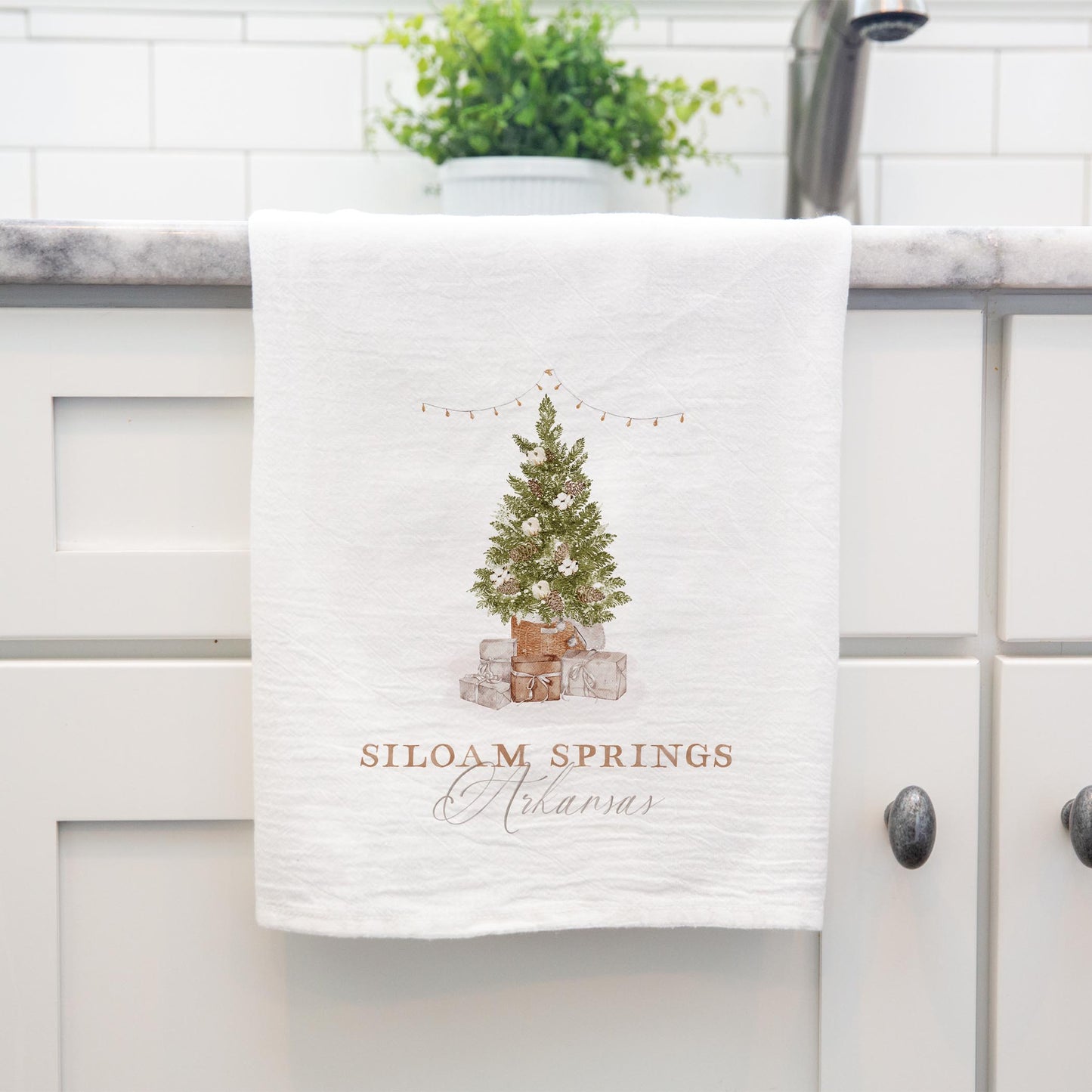 Cotton Tea Towel White-Cottage Tree Siloam Springs Arkansas
