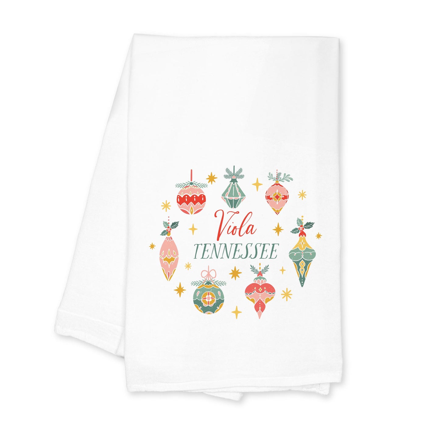Cotton Tea Towel White-Ornament Gems Viola Tennessee -0