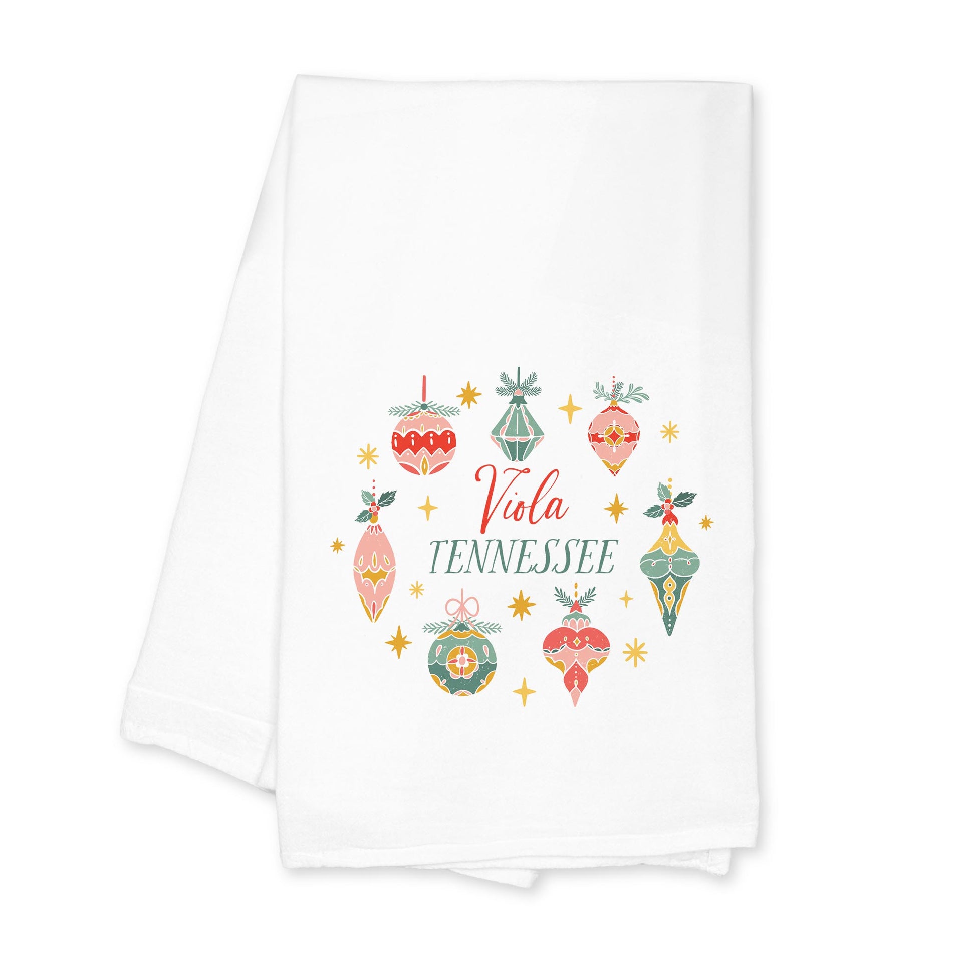 Cotton Tea Towel White-Ornament Gems Viola Tennessee -0