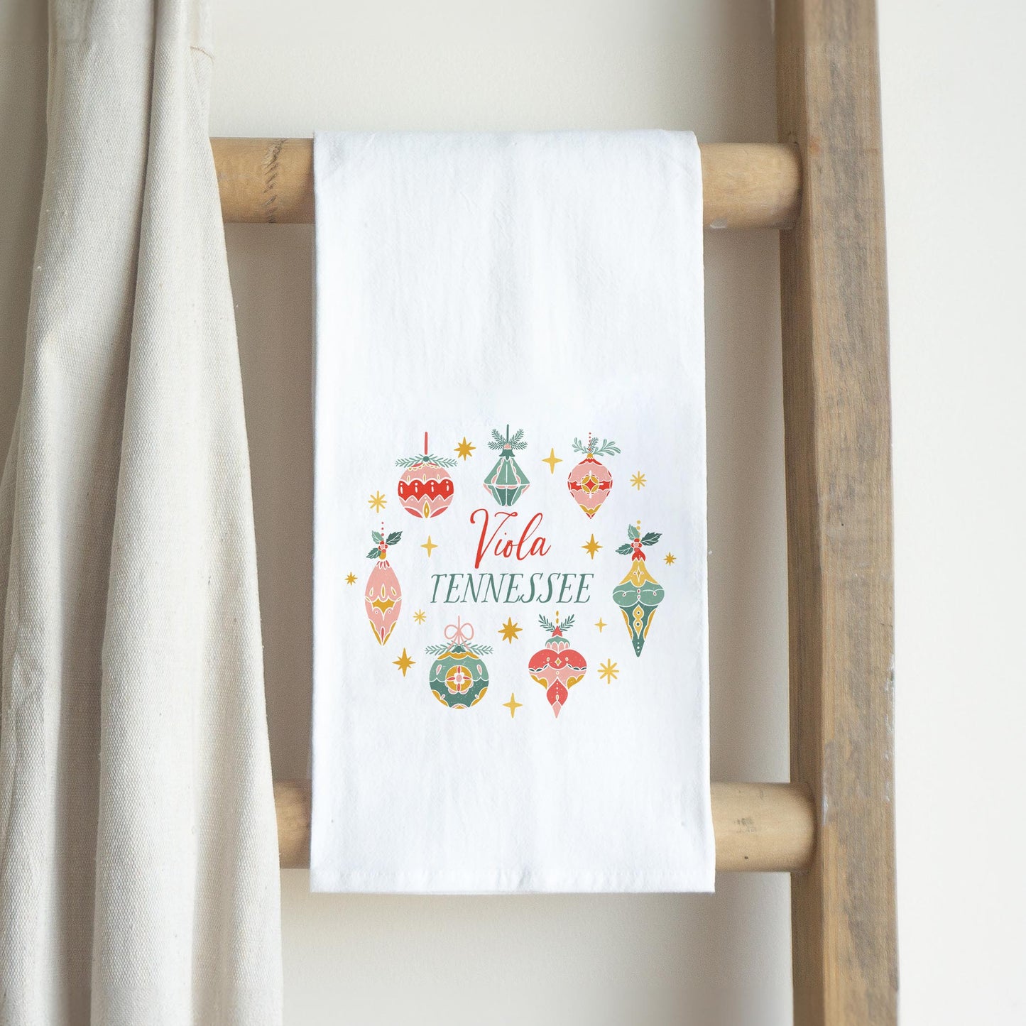 Cotton Tea Towel White-Ornament Gems Viola Tennessee -2