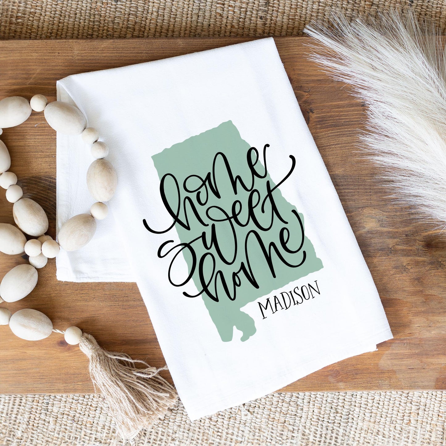 Cotton Tea Towel White-Home Sweet Home Madison Alabama -1