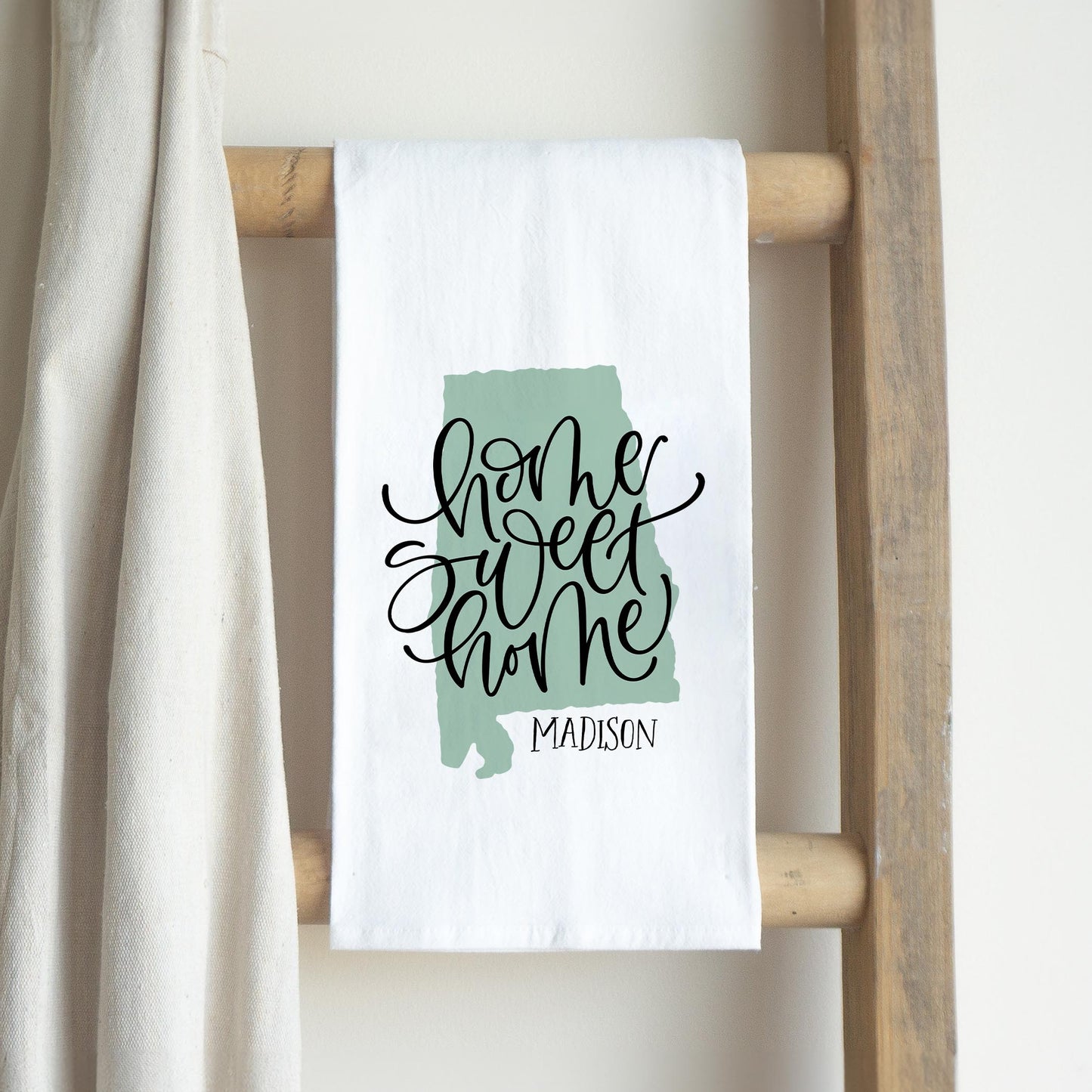 Cotton Tea Towel White-Home Sweet Home Madison Alabama -2