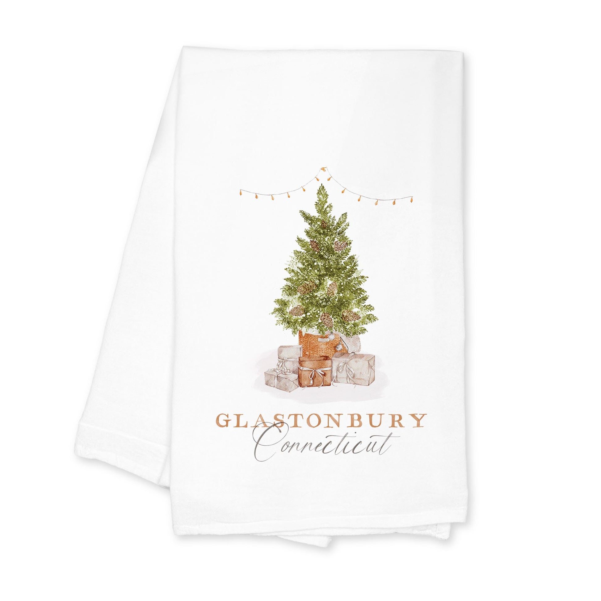 Cotton Tea Towel White-Cottage Tree Glastonbury Connecticut -0