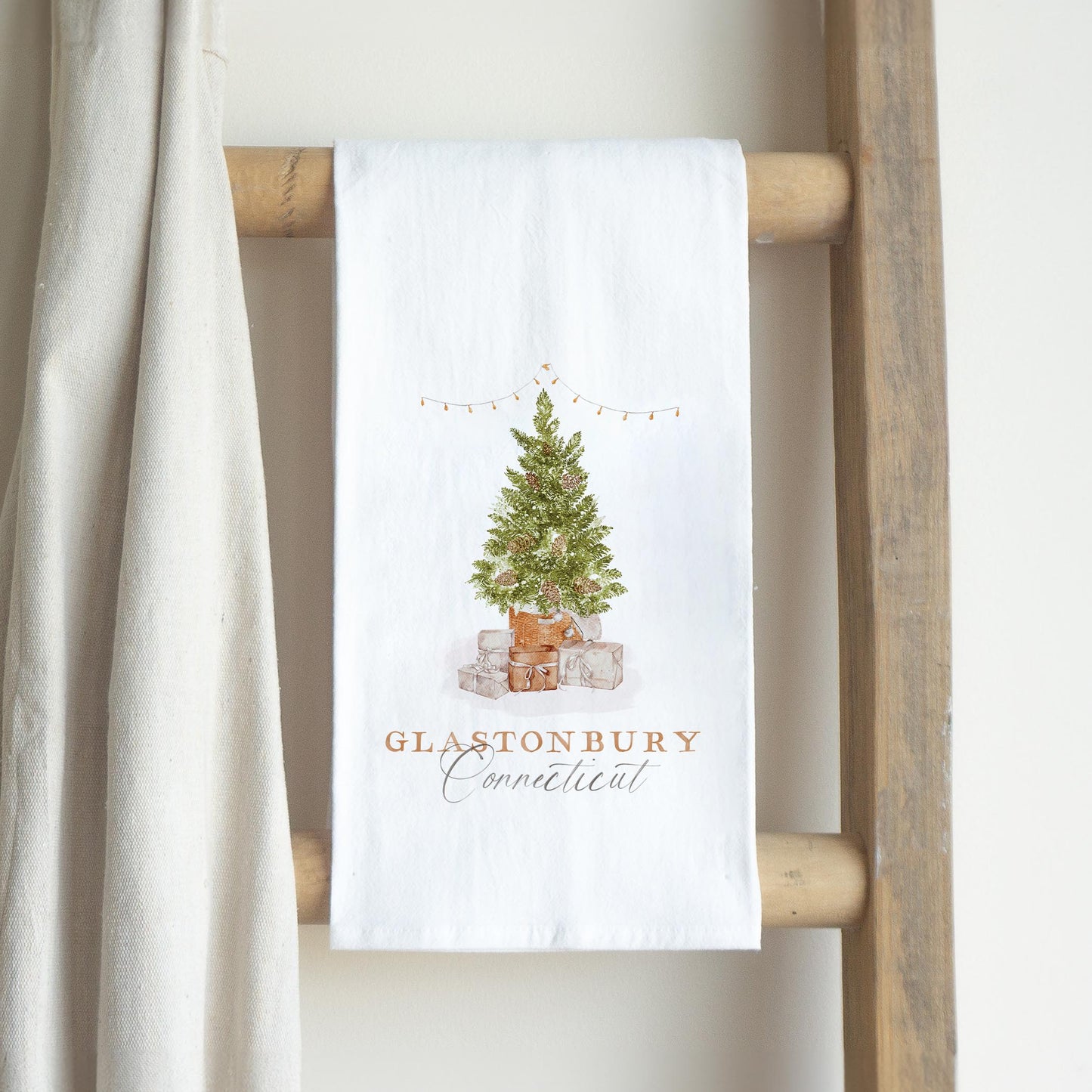 Cotton Tea Towel White-Cottage Tree Glastonbury Connecticut -2