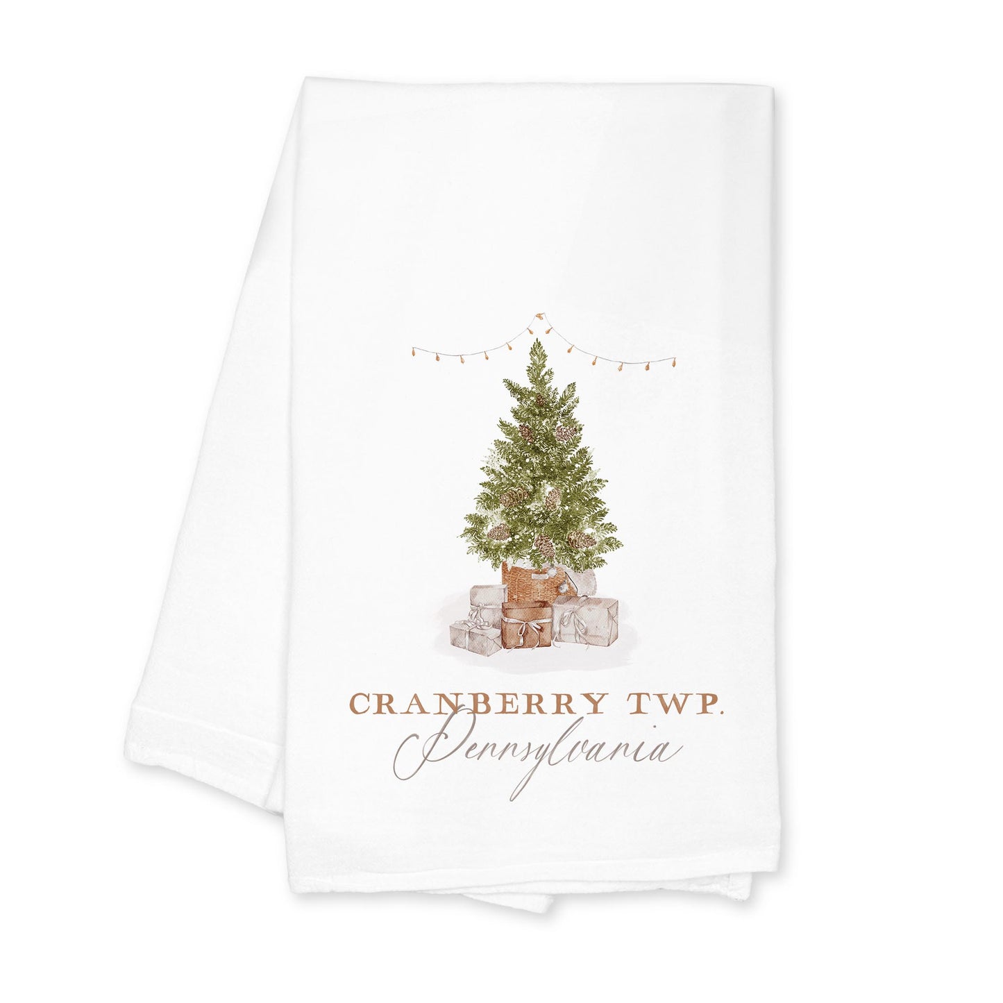 Cotton Tea Towel White-Cottage Tree Cranberry Twp. Pennsylvania -0