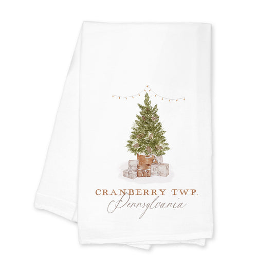 Cotton Tea Towel White-Cottage Tree Cranberry Twp. Pennsylvania -0