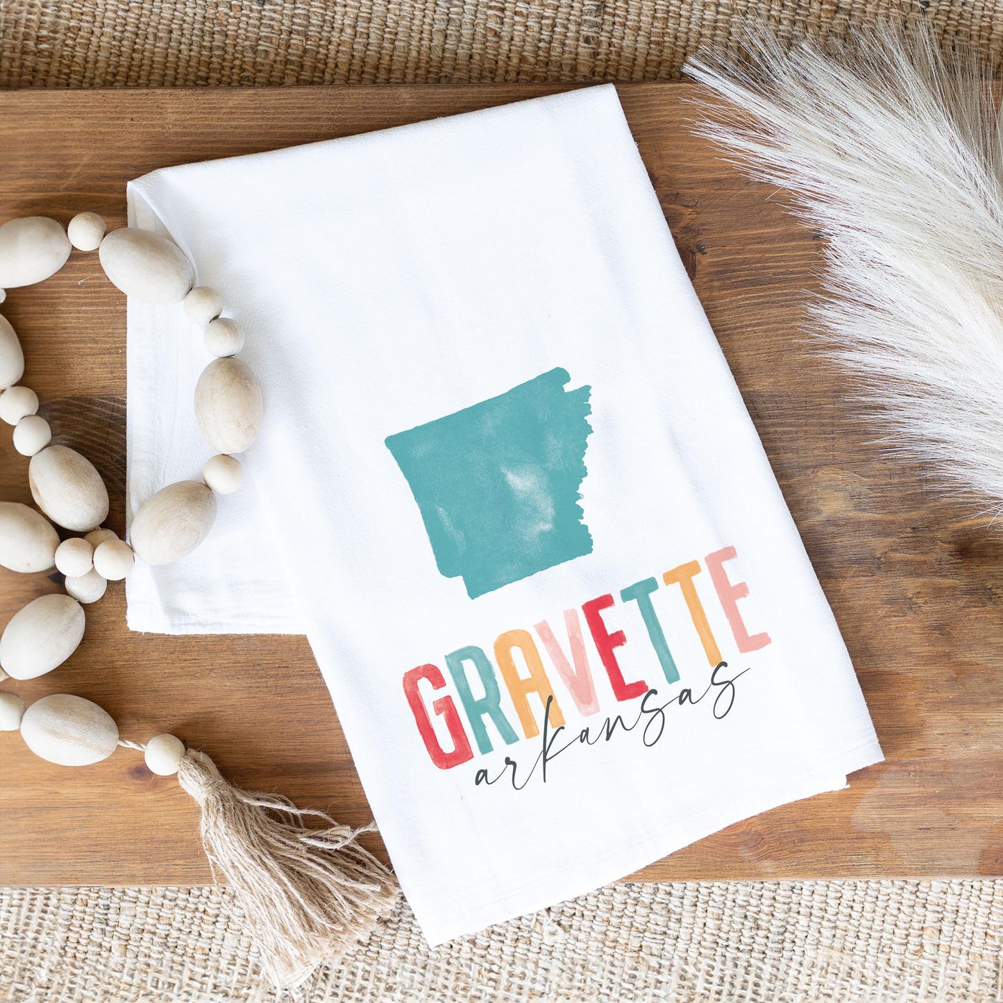 Cotton Tea Towel White-Gravettects1798watercolorcity