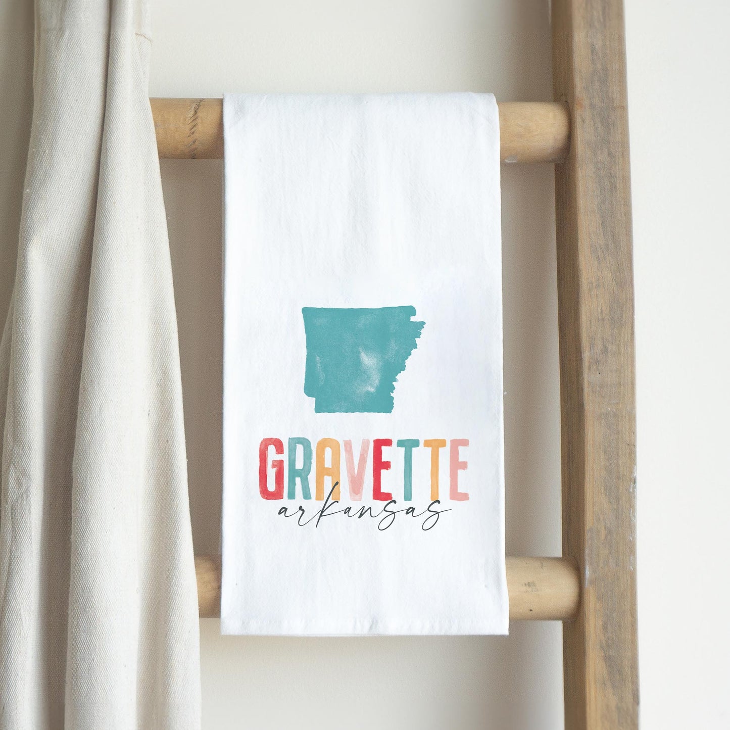 Cotton Tea Towel White-Gravettects1798watercolorcity