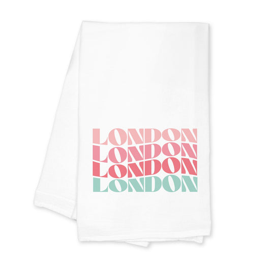 Cotton Tea Towel White-Retro Wave London Ohio
