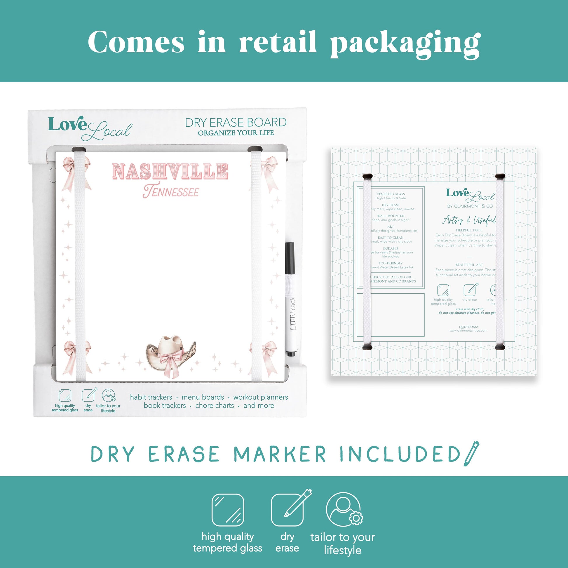 8x8 Glass Dry Erase-Love+Local Coquette Cowgirl -5