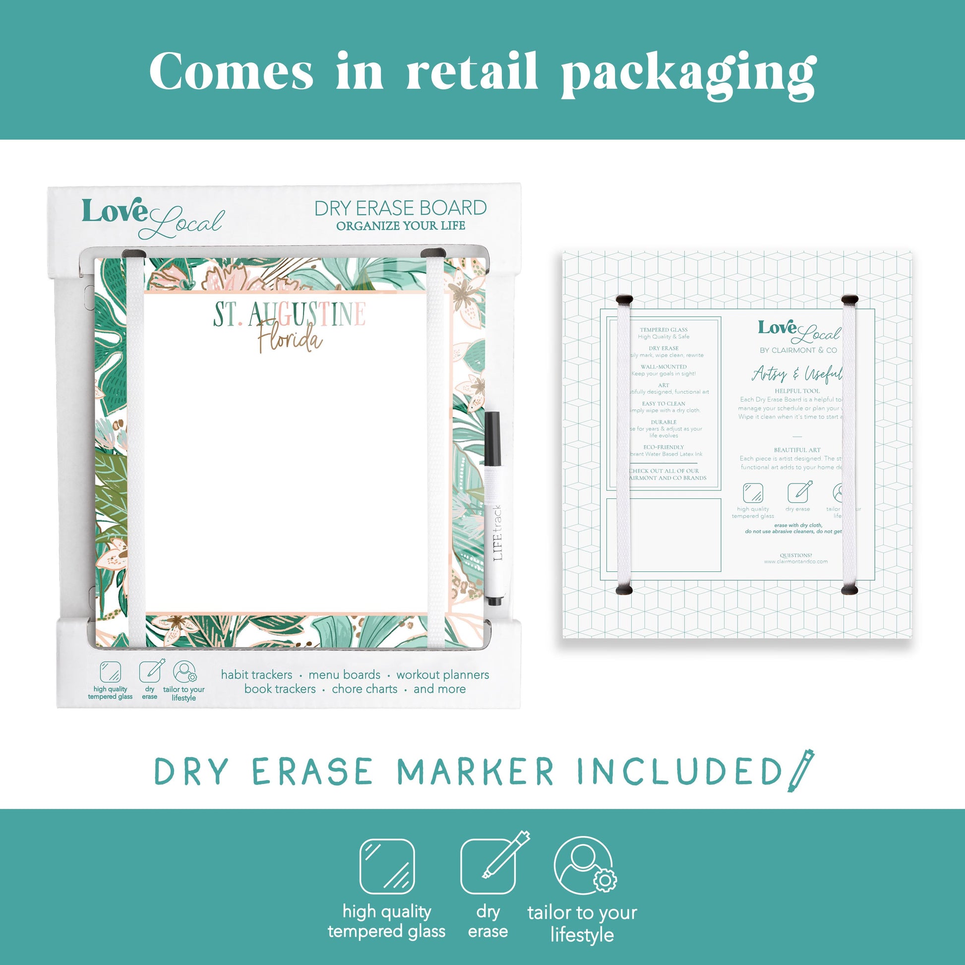 8x8 Glass Dry Erase-Love+Local Lush Tropics -5