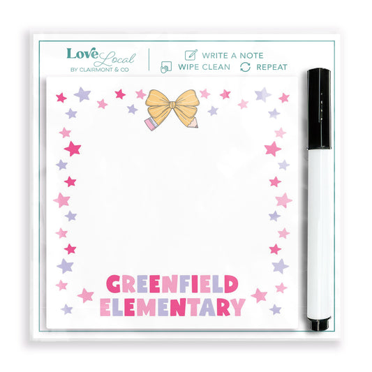 4x4 Clear Reminder Love Local-Love+Local Classroom Coquette Pencil Bow -0
