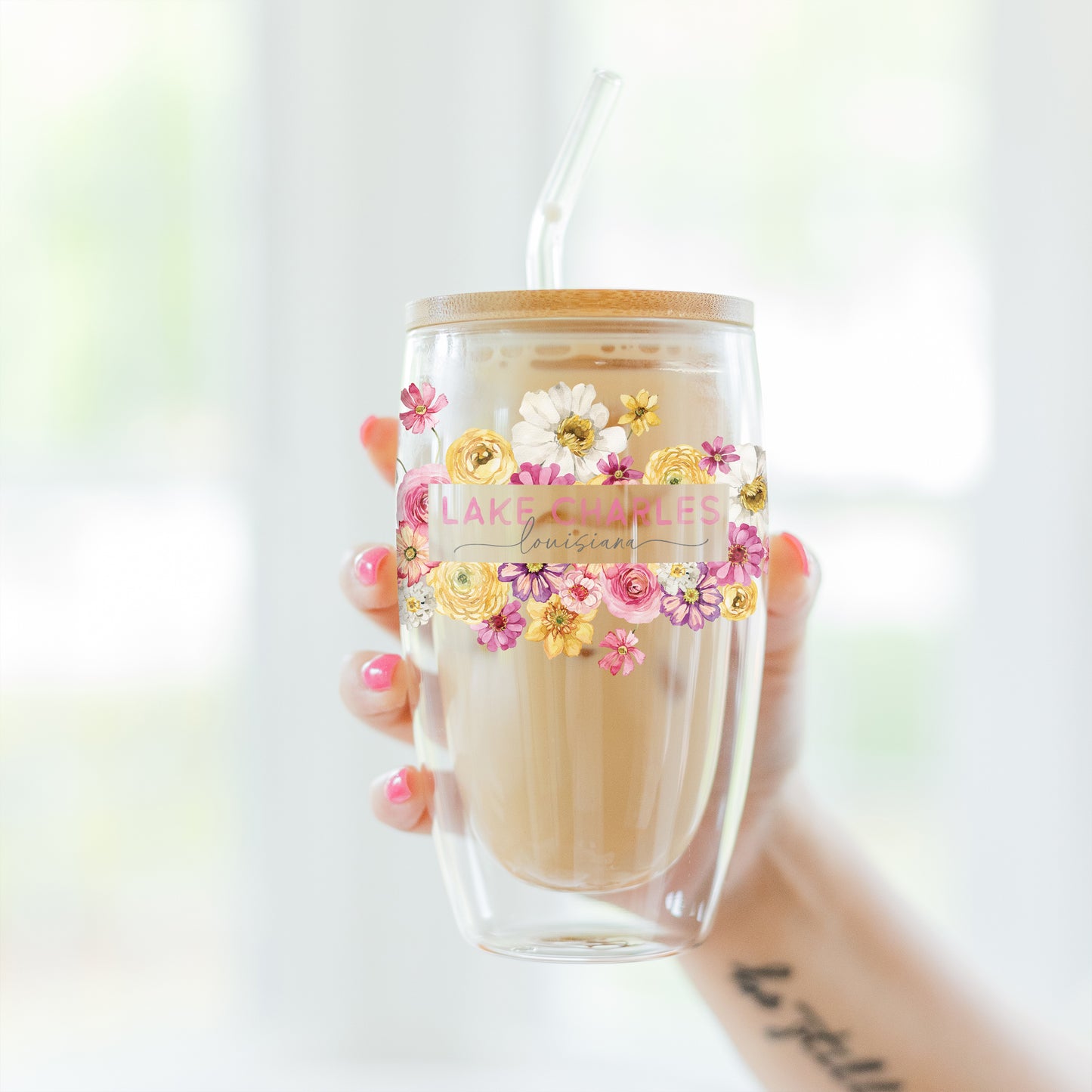 16oz Double Insulated Glass Tumbler-Love+Local Fantasy Garden