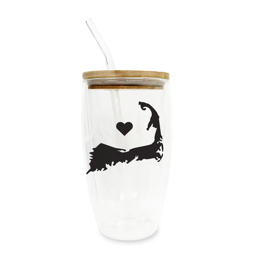 16oz Double Insulated Glass Tumbler-Cape Cod Heart
