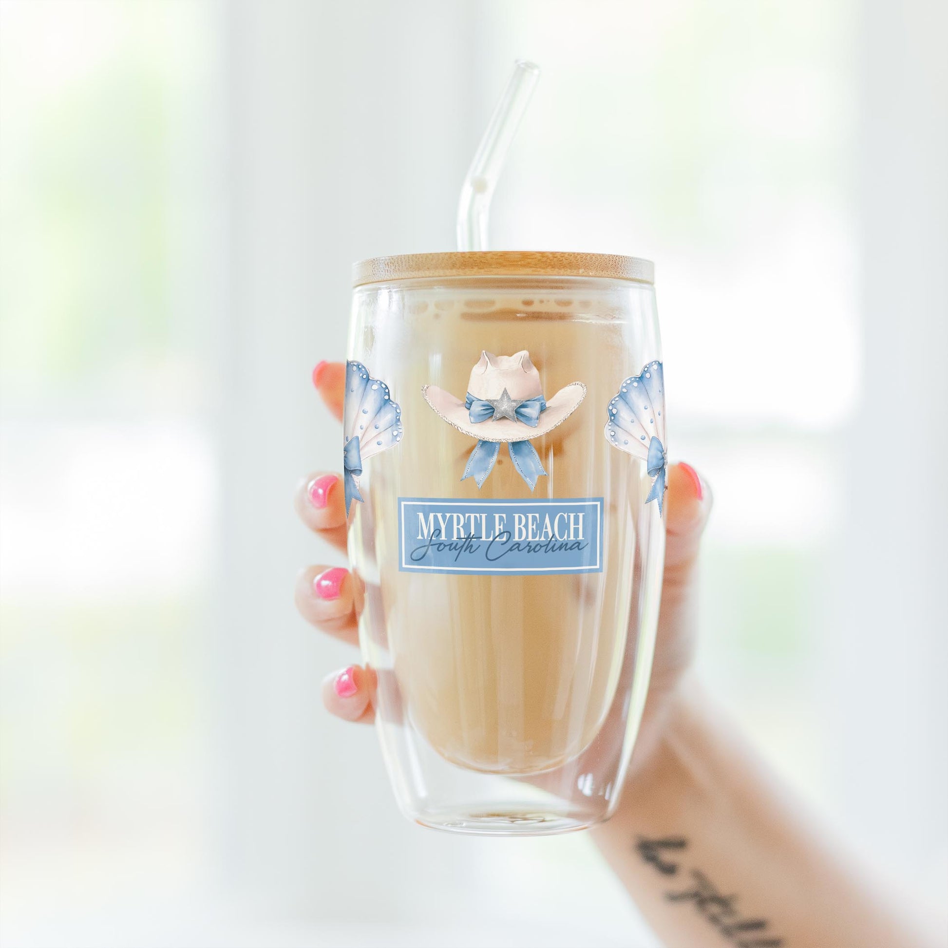 16oz Double Insulated Glass Tumbler-Love+Local Coastal Cowgirl -3