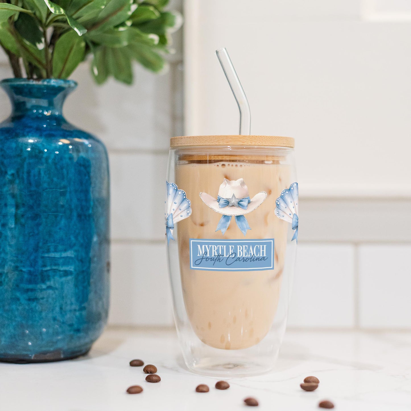 16oz Double Insulated Glass Tumbler-Love+Local Coastal Cowgirl -4