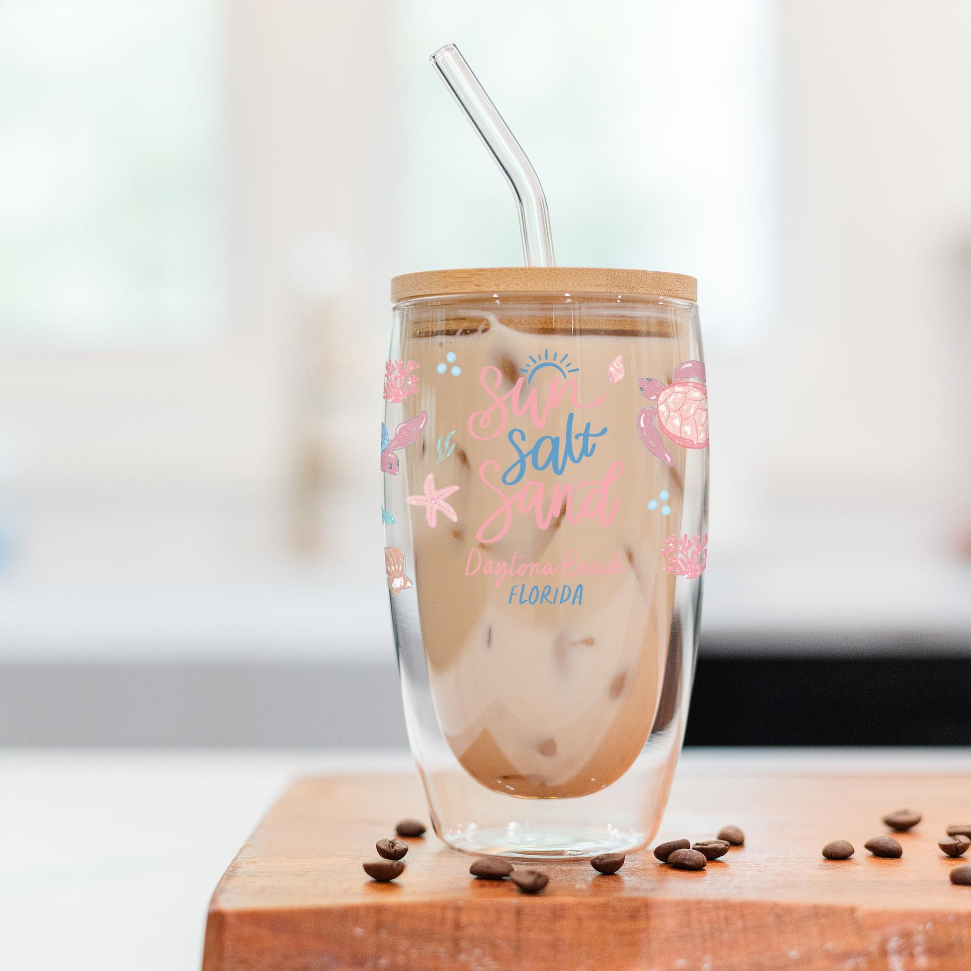 16oz Double Insulated Glass Tumbler-City & State Coastal Sea Turtles -2