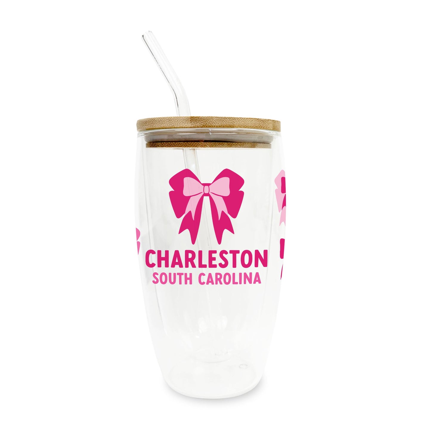 16oz Double Insulated Glass Tumbler-Love+Local Bonita Bows -0
