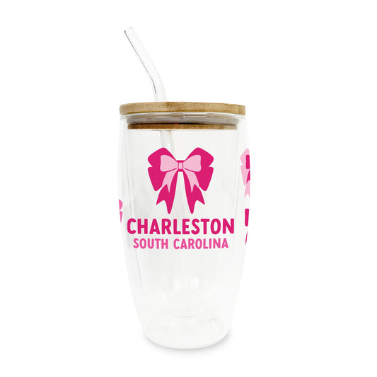 16oz Double Insulated Glass Tumbler-Love+Local Bonita Bows -0