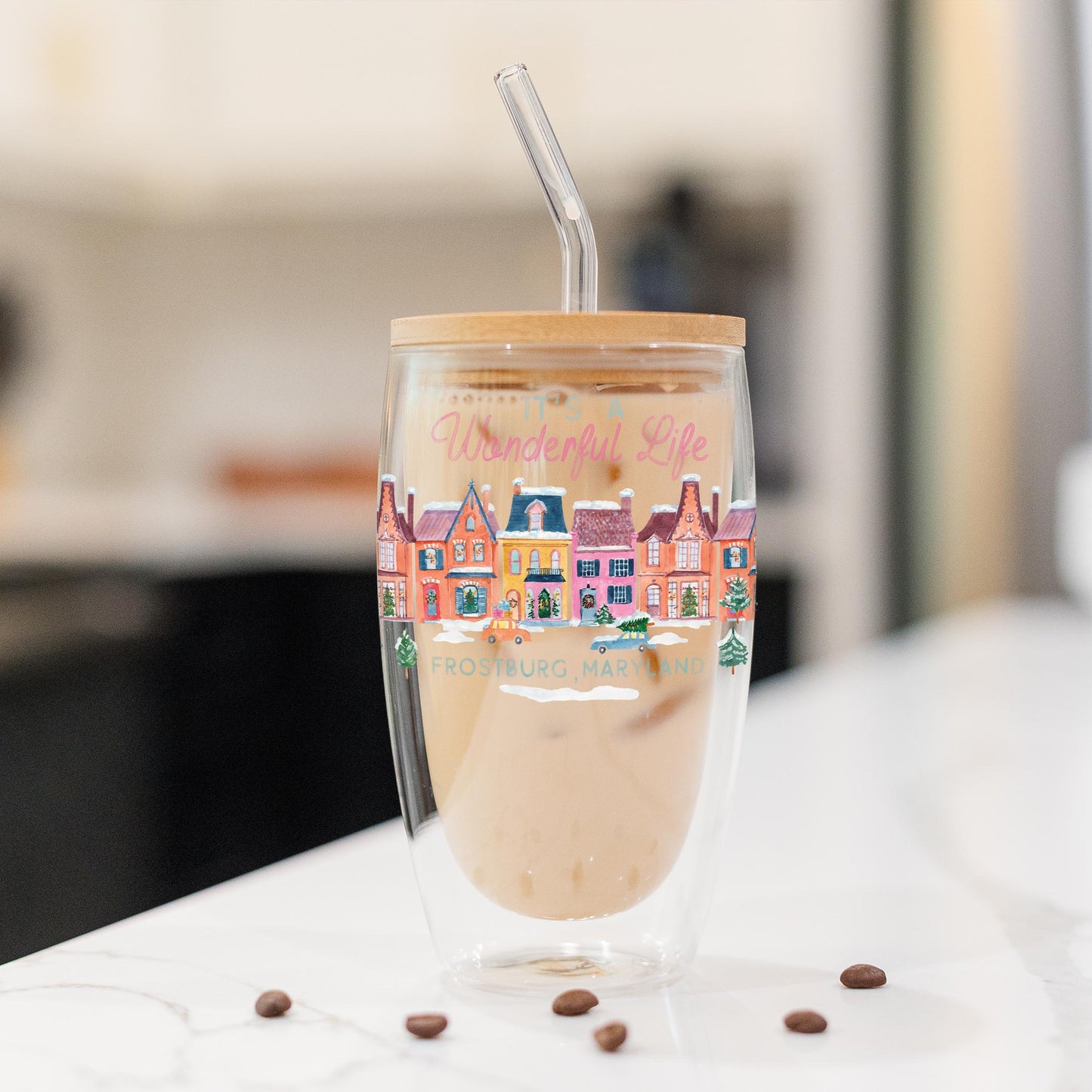 16oz Double Insulated Glass Tumbler-It's A Wonderful Life