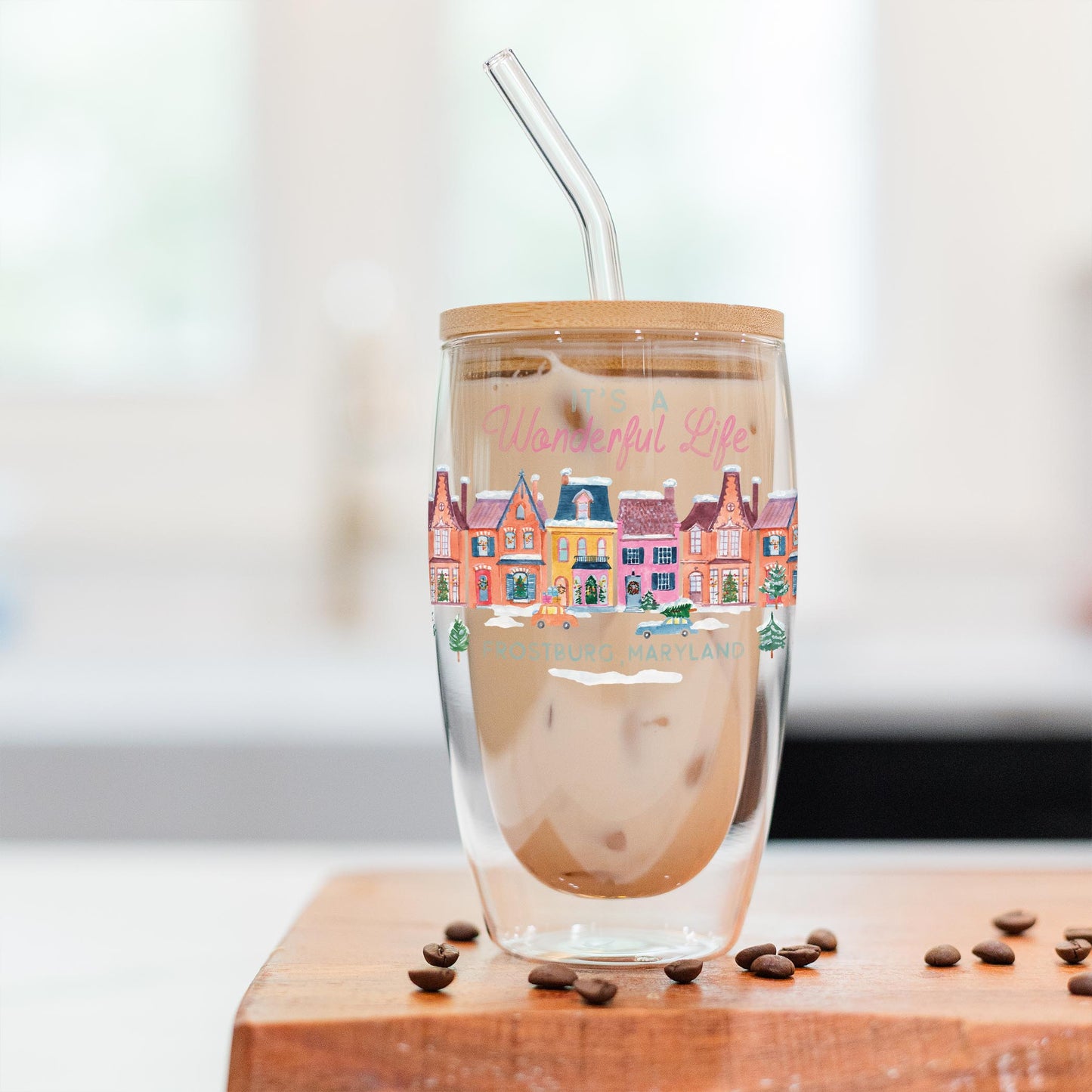 16oz Double Insulated Glass Tumbler-It's A Wonderful Life