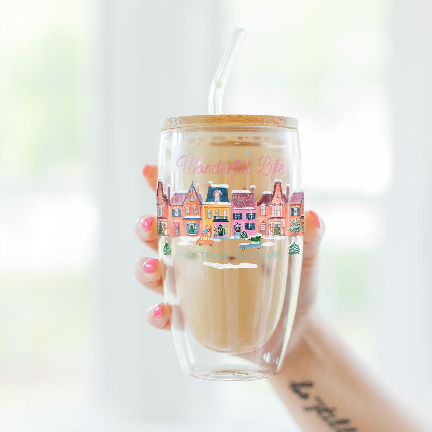16oz Double Insulated Glass Tumbler-It's A Wonderful Life