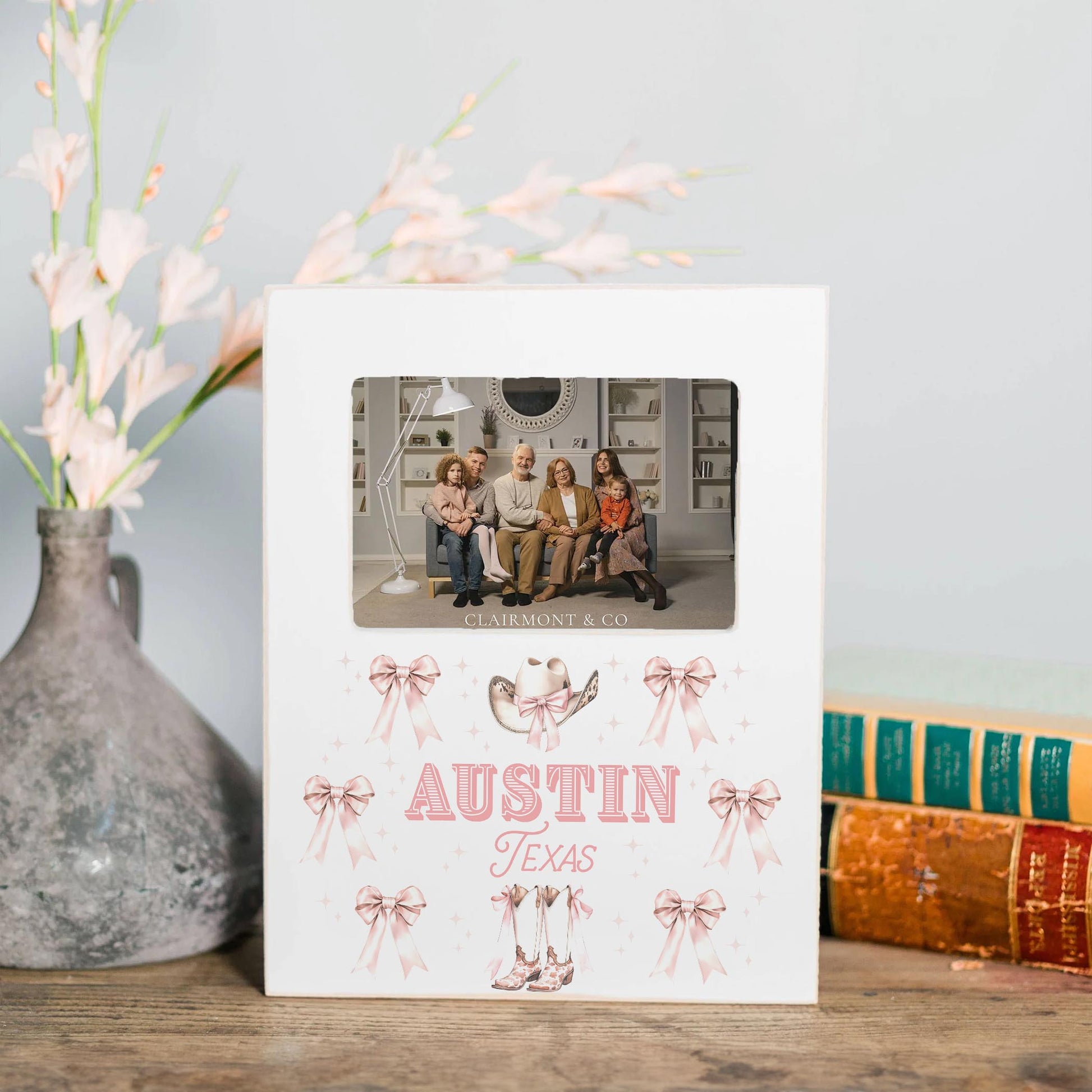 Lily Frame Vertical-Love+Local Coquette Cowgirl Bow & Boots -1