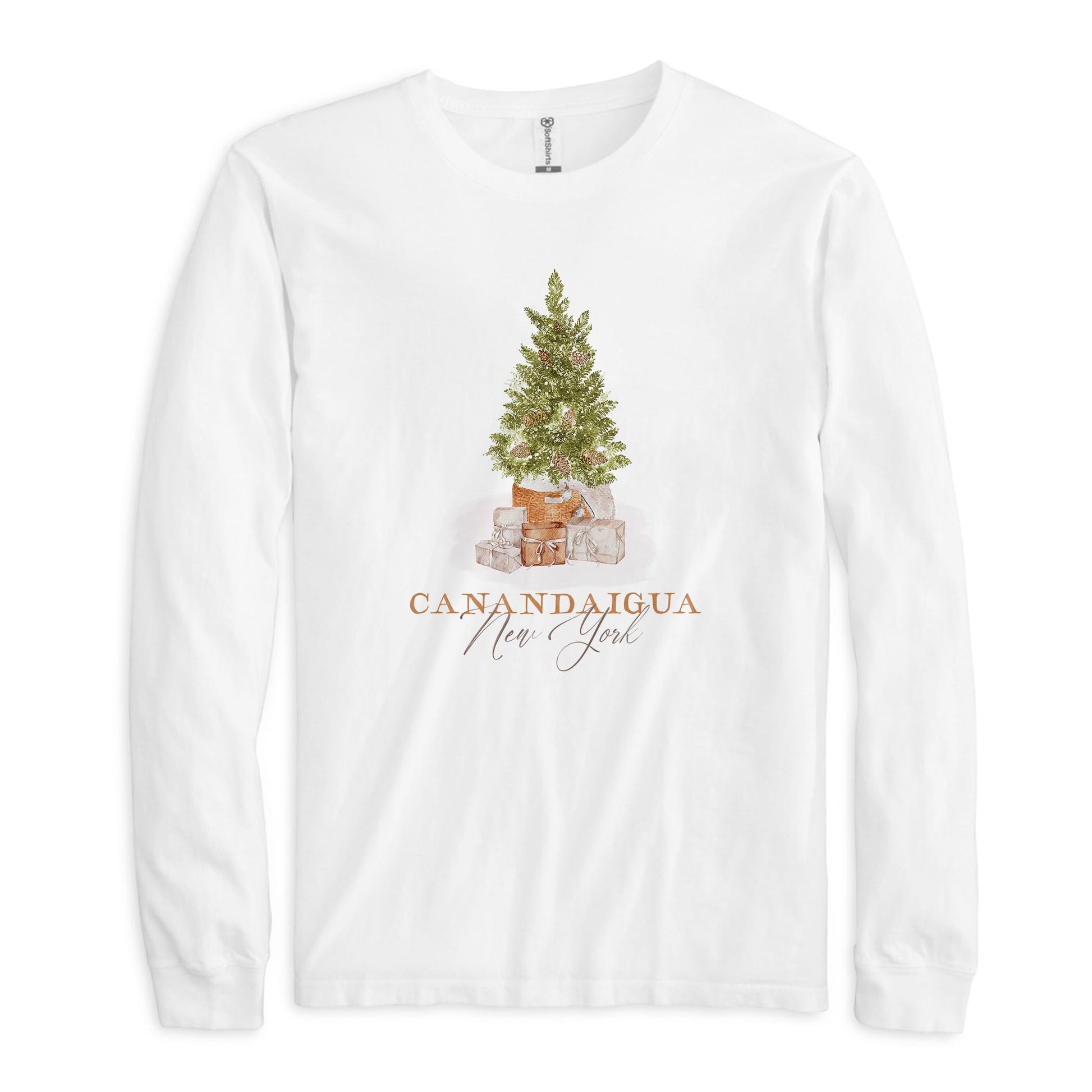 Long Sleeve T-Shirt White-Cottage Tree Canandaigua New York -0