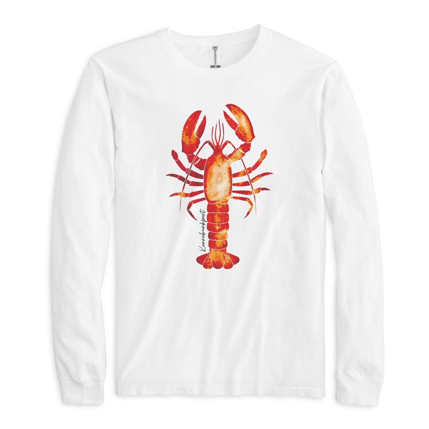 Long Sleeve T-Shirt White-Kennebunkport Maine Orange Lobster