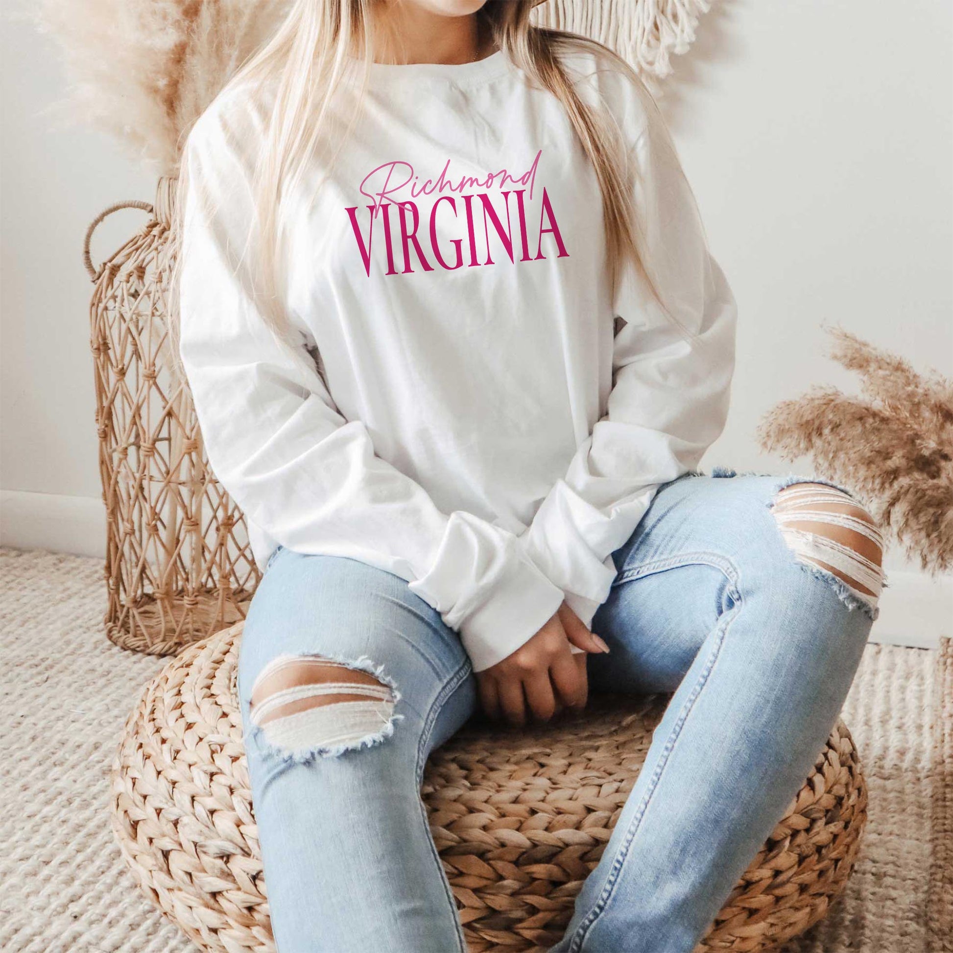 Long Sleeve T-Shirt White-Love+Local Bonita Bows -1