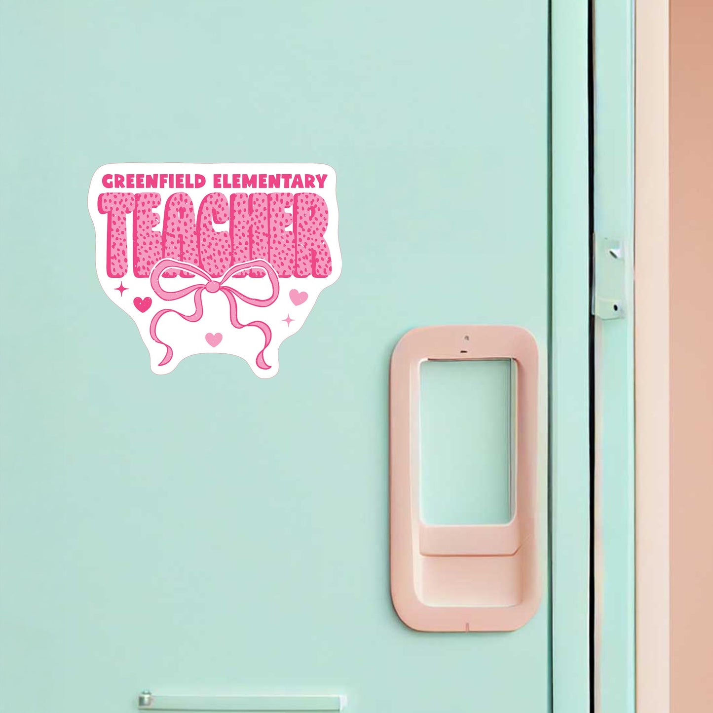 Vinyl Magnet-Love+Local Classroom Coquette Teacher Bow -1