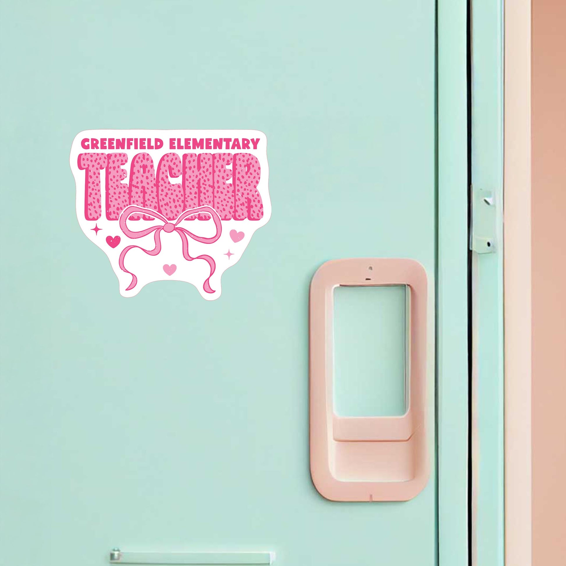 Vinyl Magnet-Love+Local Classroom Coquette Teacher Bow -1