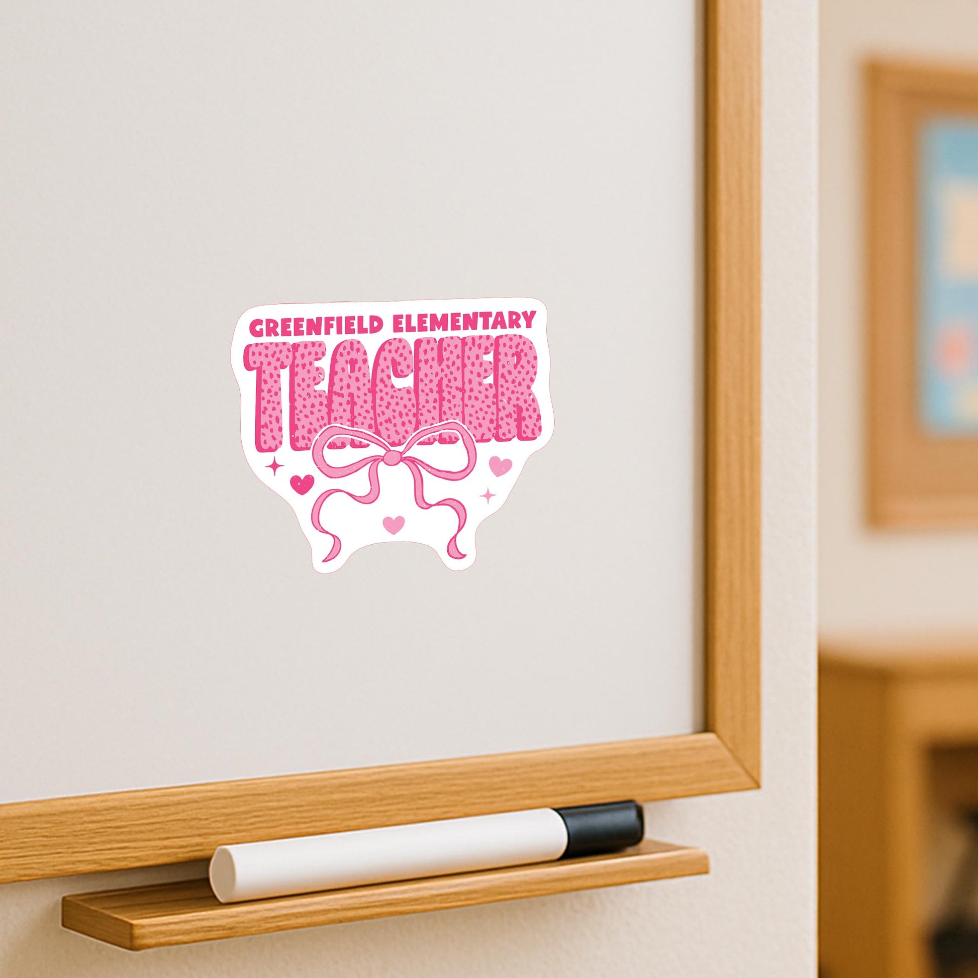 Vinyl Magnet-Love+Local Classroom Coquette Teacher Bow -3