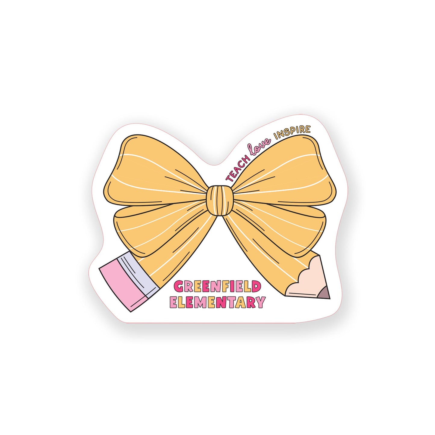 Vinyl Magnet-Love+Local Classroom Coquette Pencil Bow -0