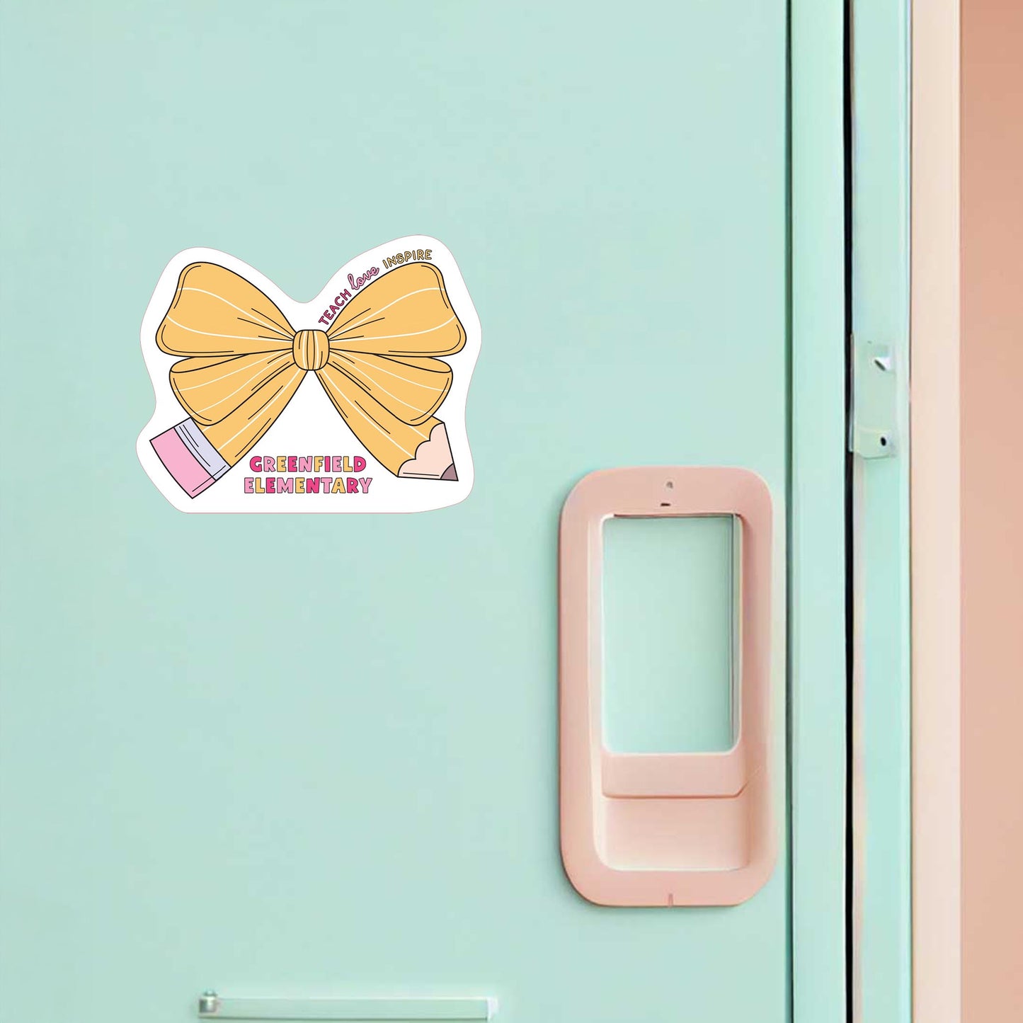 Vinyl Magnet-Love+Local Classroom Coquette Pencil Bow -1