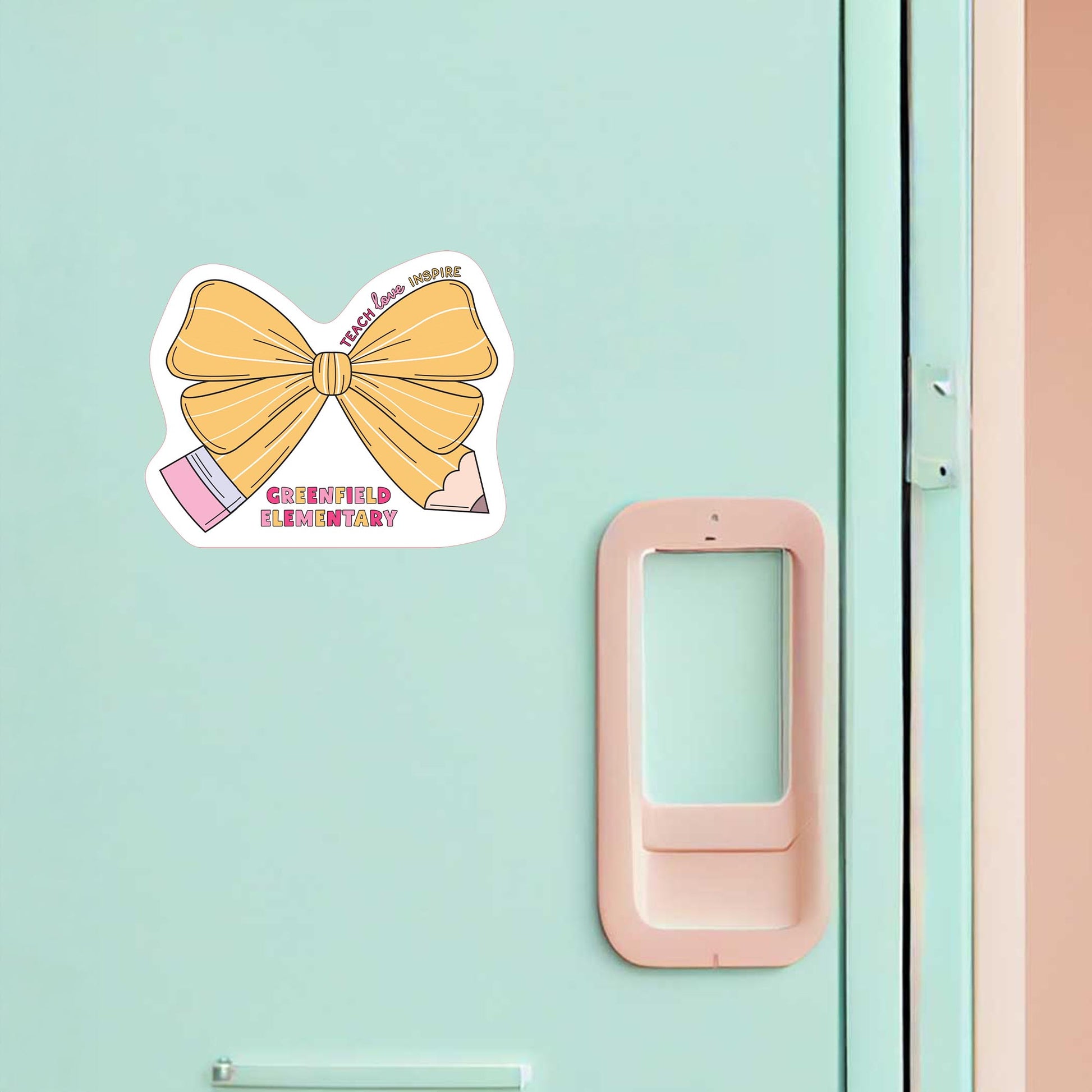 Vinyl Magnet-Love+Local Classroom Coquette Pencil Bow -1