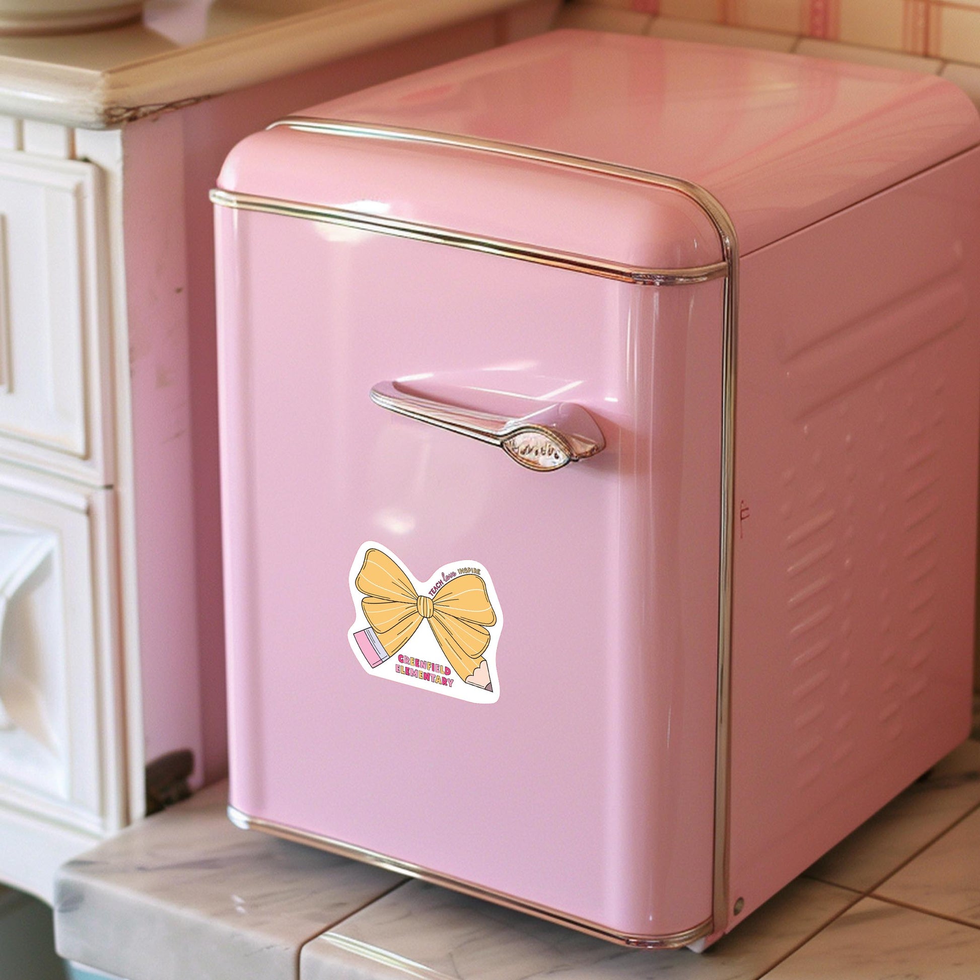 Vinyl Magnet-Love+Local Classroom Coquette Pencil Bow -2