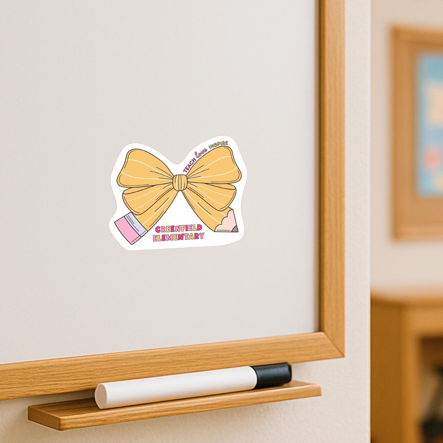 Vinyl Magnet-Love+Local Classroom Coquette Pencil Bow -3
