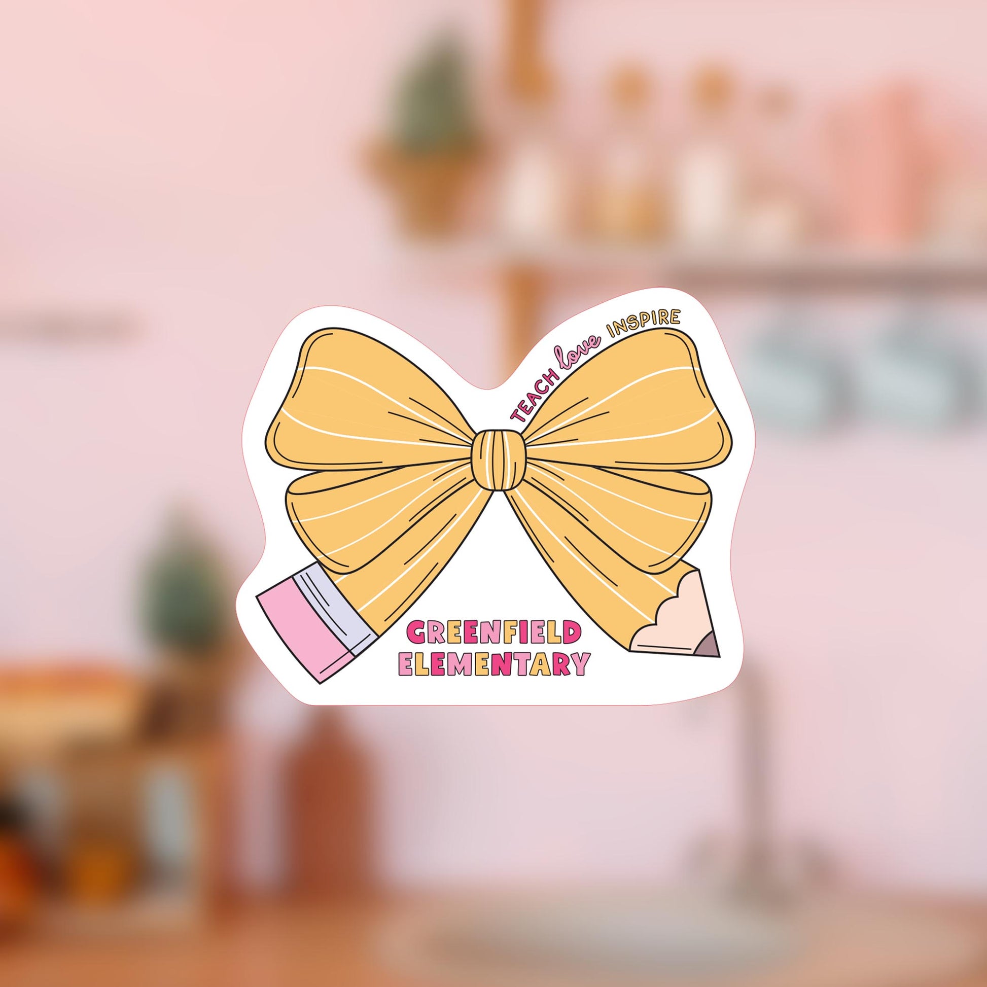 Vinyl Magnet-Love+Local Classroom Coquette Pencil Bow -4