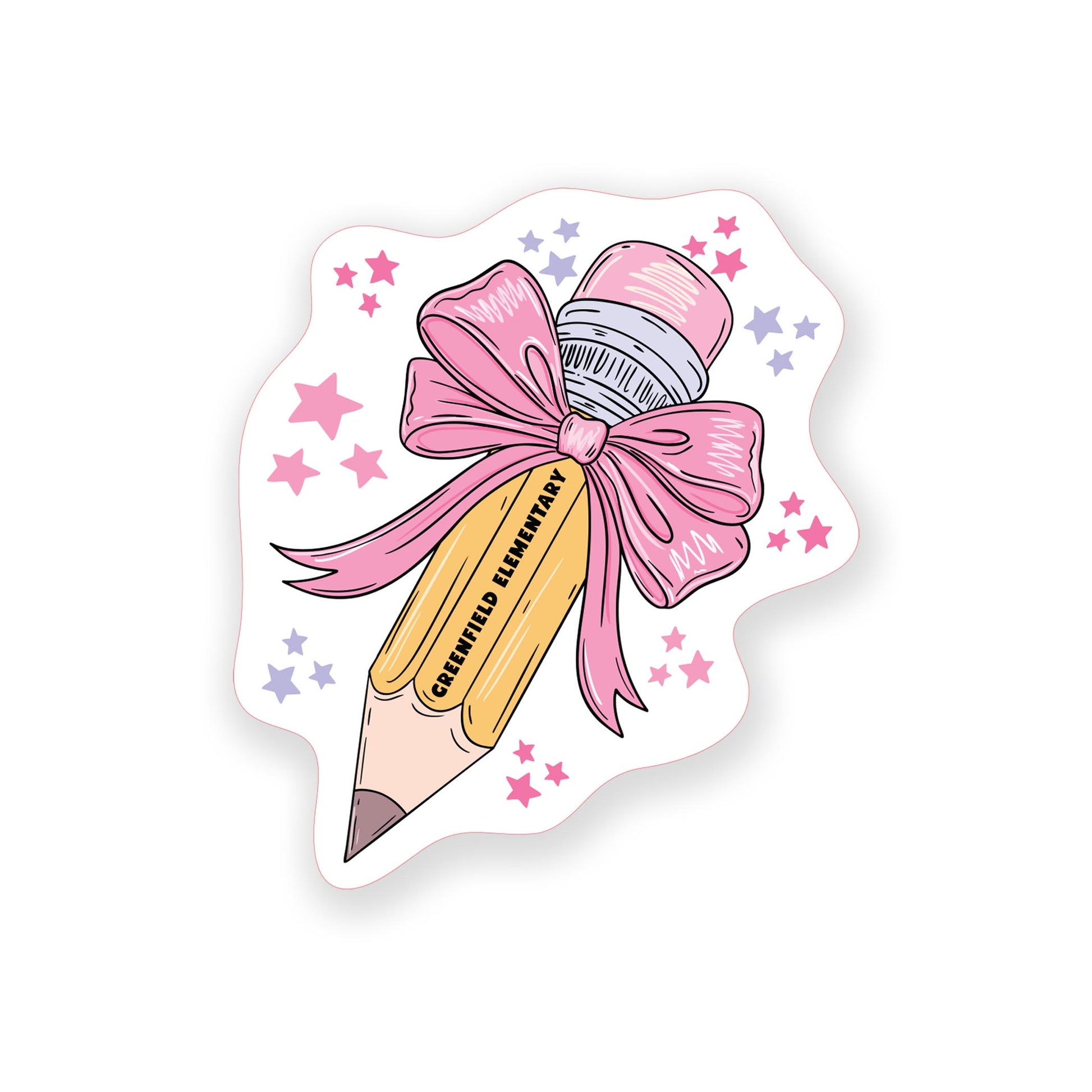 Vinyl Magnet-Love+Local Classroom Coquette Pencil Bow Stars -0