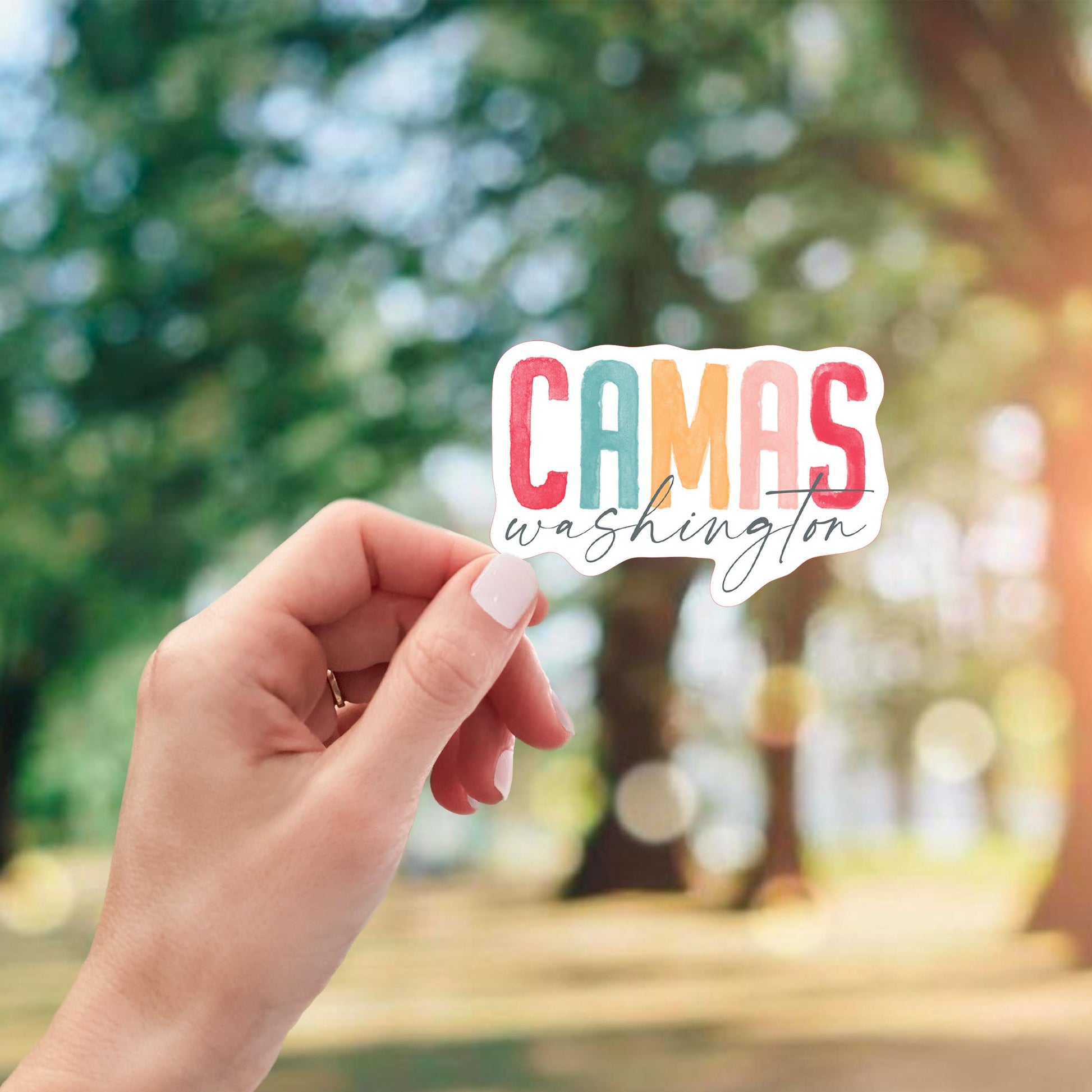 Vinyl Magnet-Watercolor City Camas Washington -1