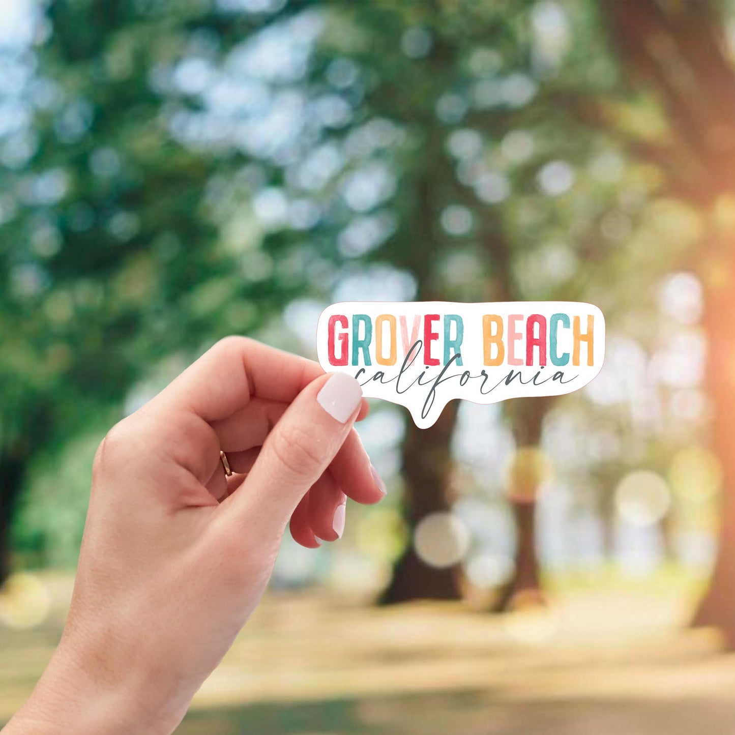 Vinyl Magnet-Watercolor City Grover Beach California -1