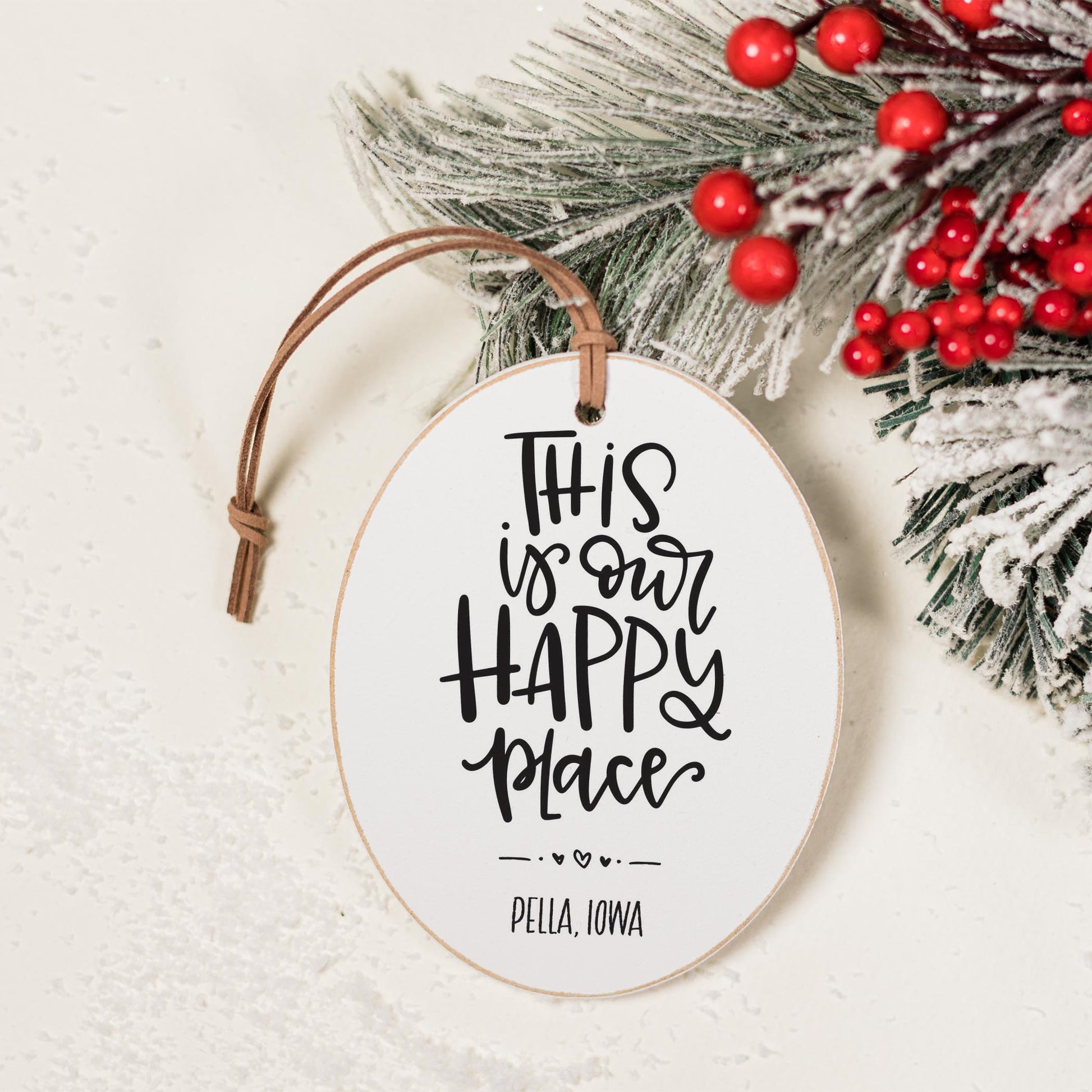 Oval Ornament-Our Happy Place Pella Iowa -1
