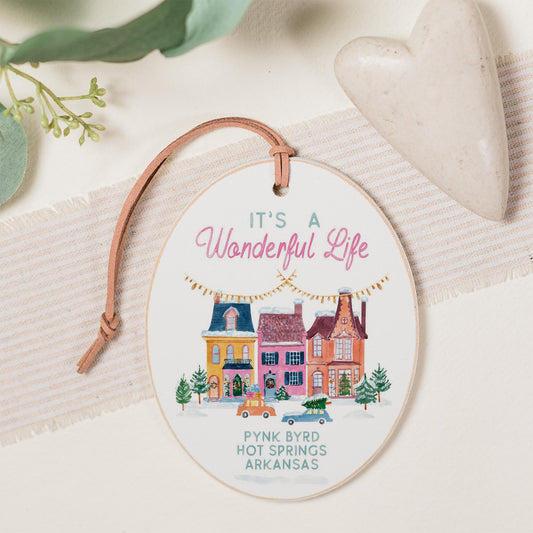 Oval Ornament-It's A Wonderful Life Pynk Byrd Hot Springs Arkansas -0